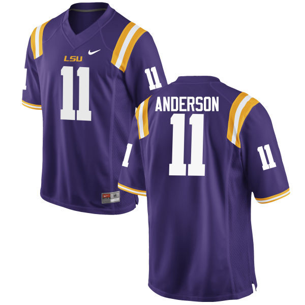 Men LSU Tigers #11 Dee Anderson College Football Jerseys Game-Purple